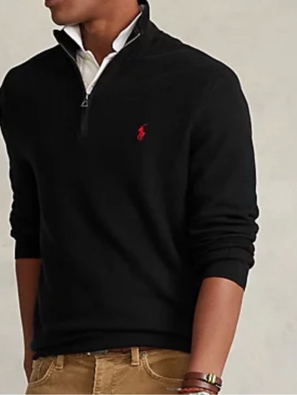 Polo Ralph Lauren Estate-Rib Quarter-Zip Pullover Sweater - Charcoal Gray